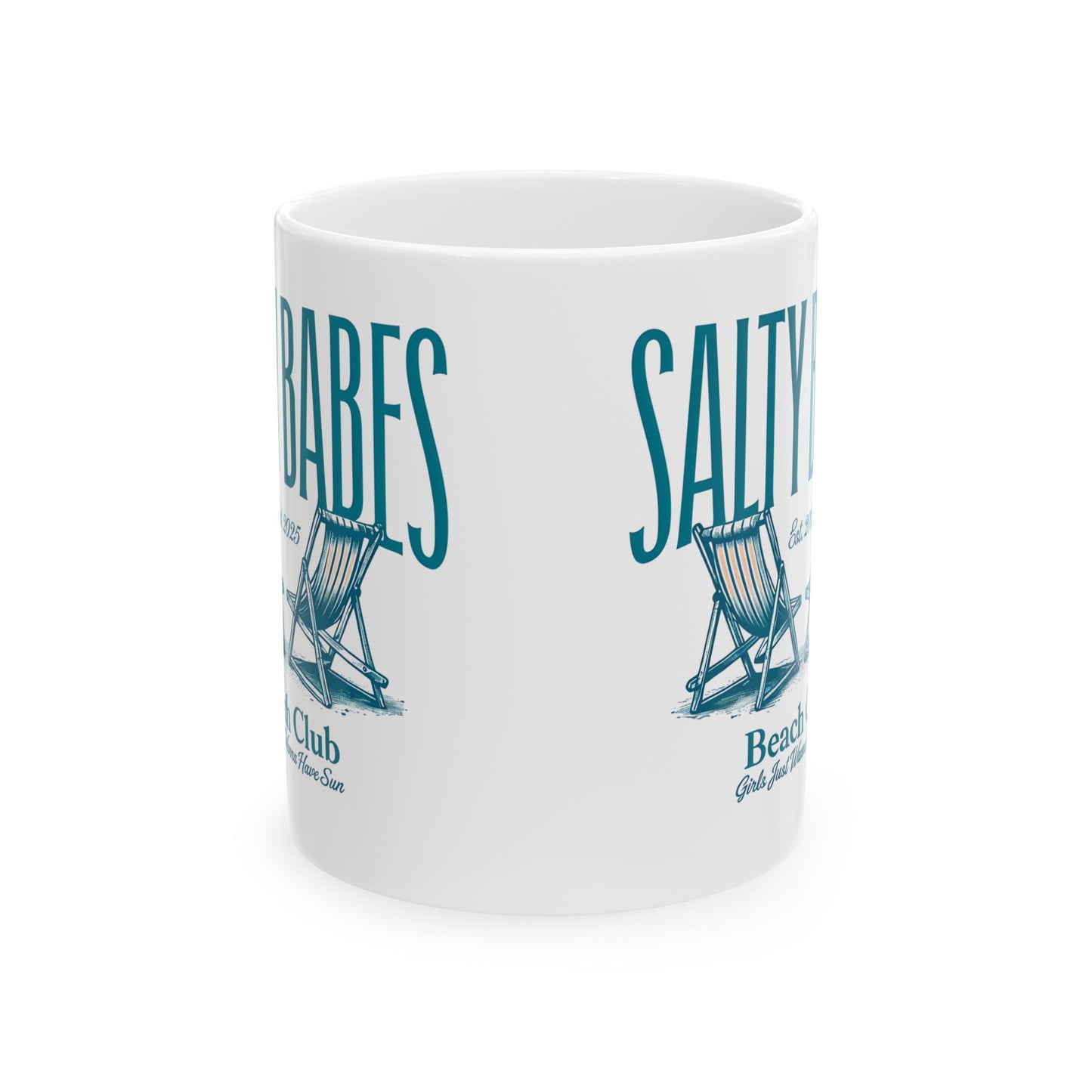 Salty Babes Ceramic Mug - Beach Lover's Coffee Cup 11oz