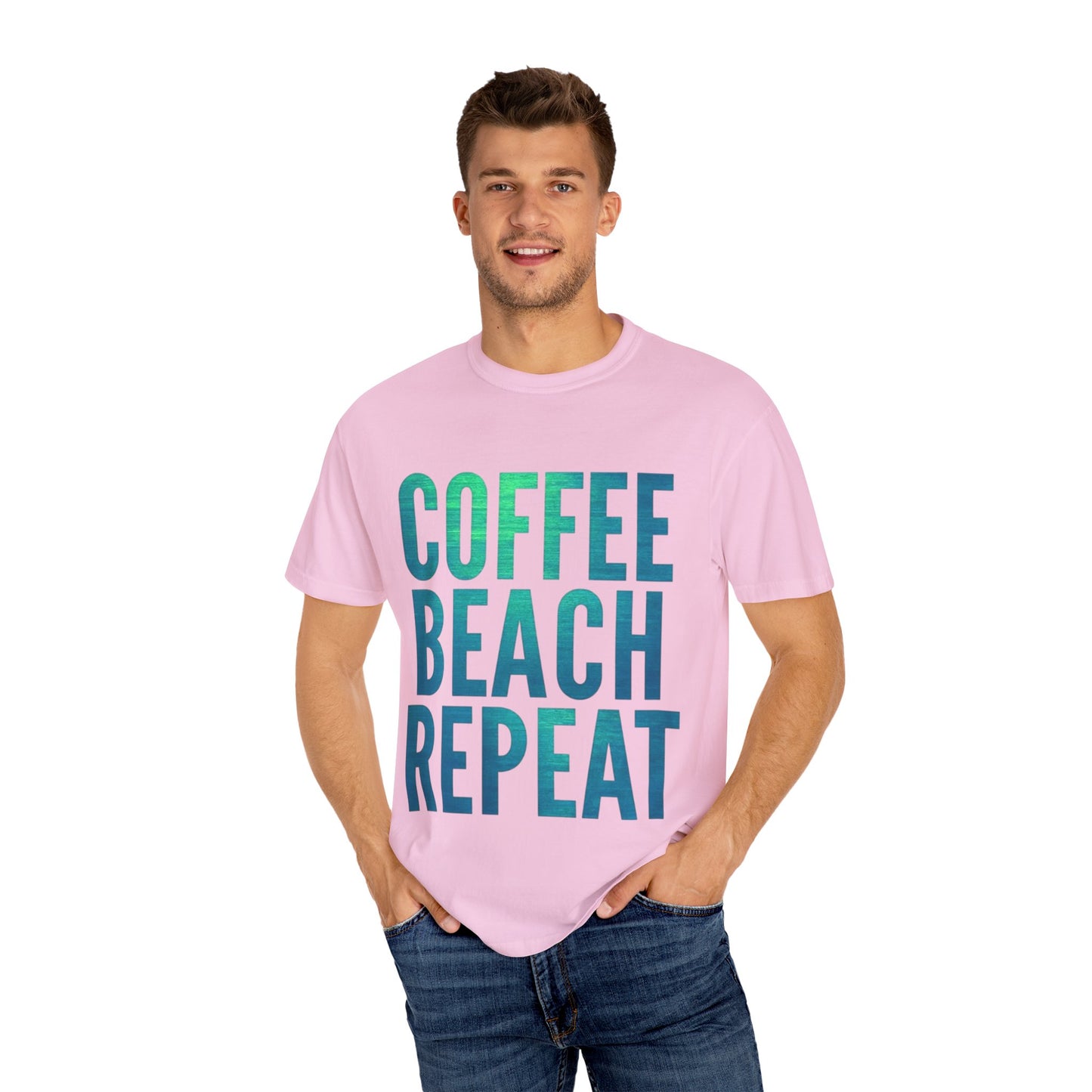Coffee Beach Repeat Unisex Garment-Dyed T-Shirt