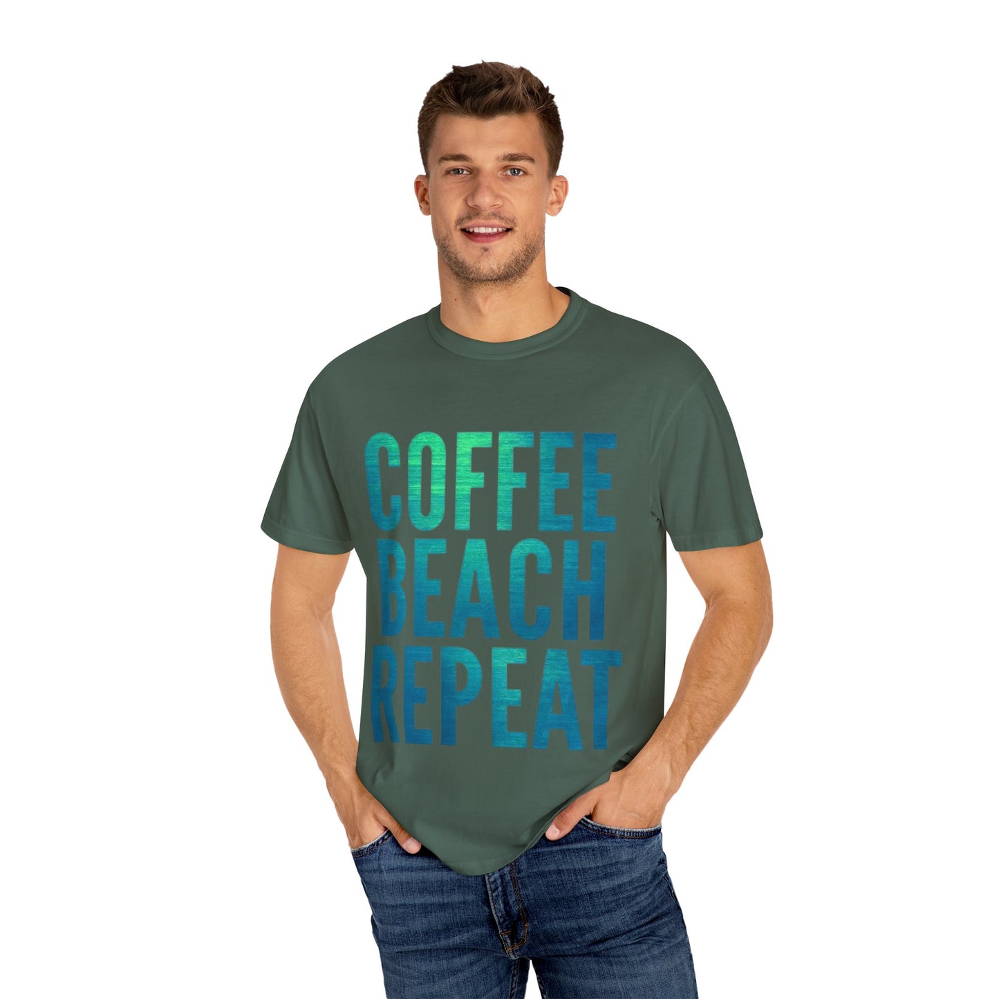 Coffee Beach Repeat Unisex Garment-Dyed T-Shirt