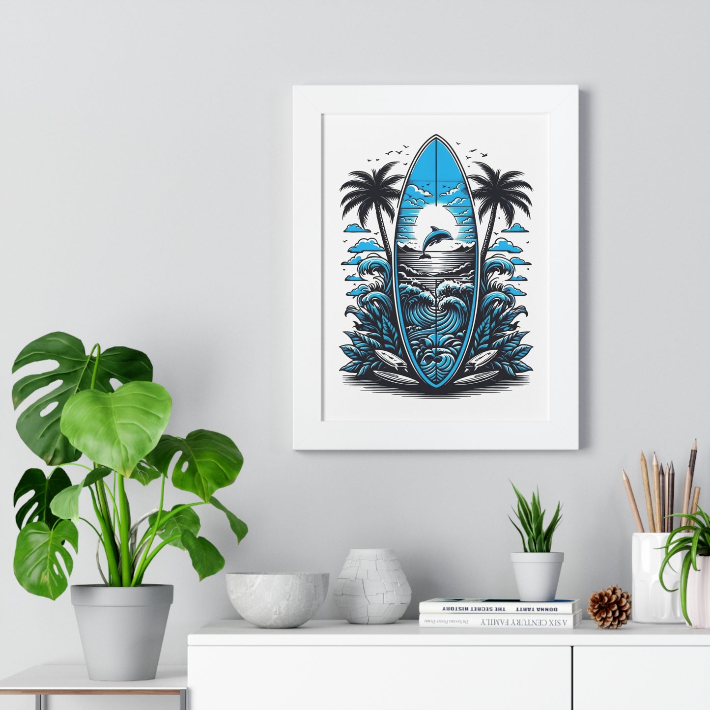 Surf Vibes Framed Vertical Poster | Beach Decor for Coastal Lovers