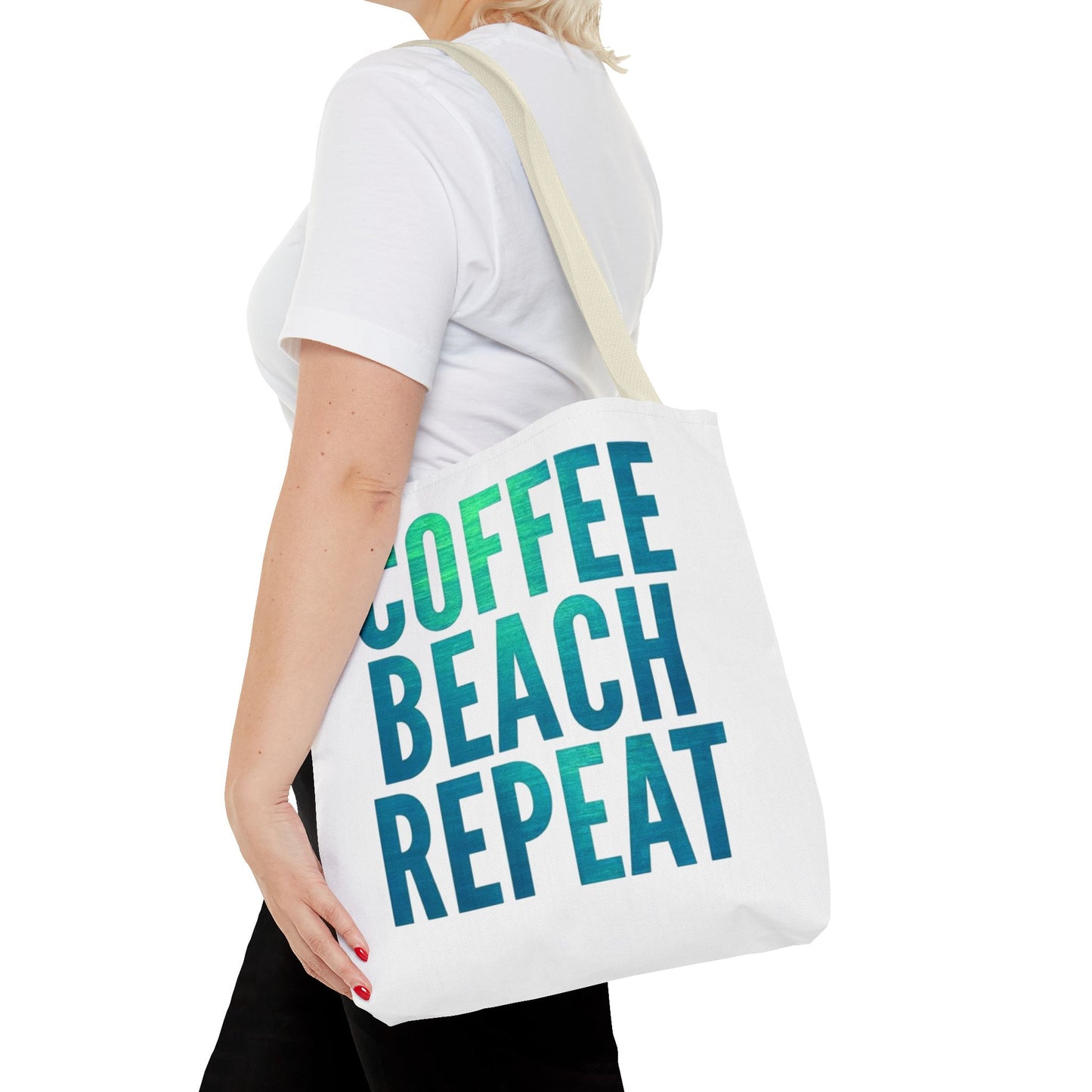 Coffee Beach Repeat Tote Bag - Perfect for Summer Days & Beach Lovers