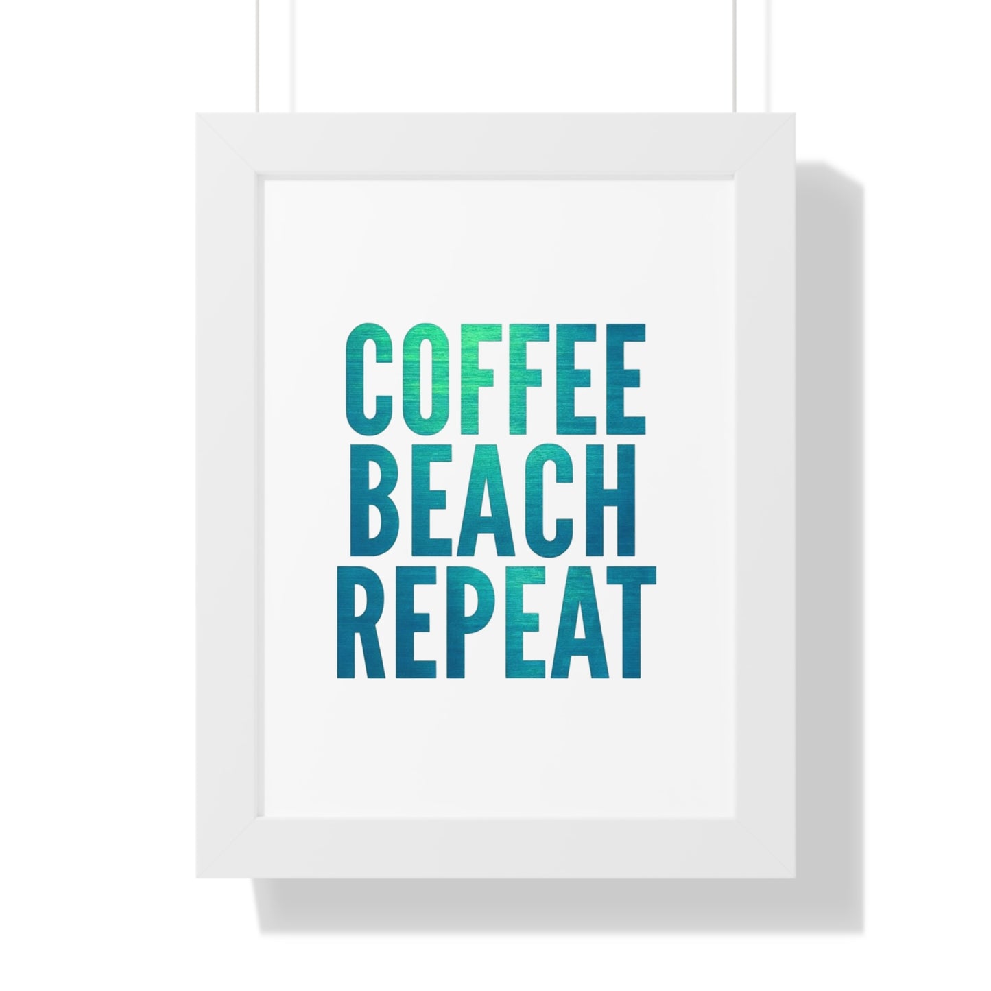 Coffee Beach Repeat Framed Vertical Poster | Coastal Home Decor
