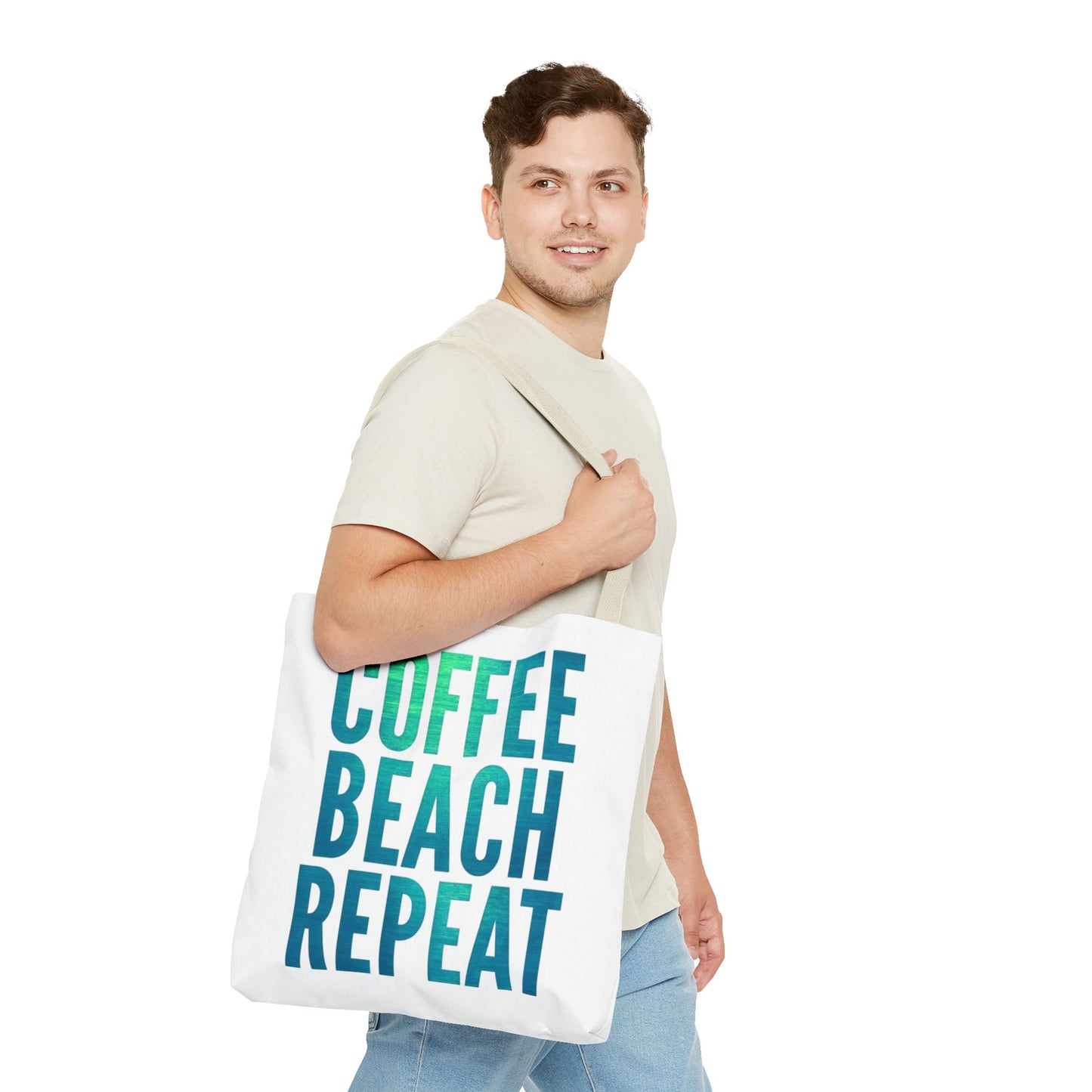 Coffee Beach Repeat Tote Bag - Perfect for Summer Days & Beach Lovers