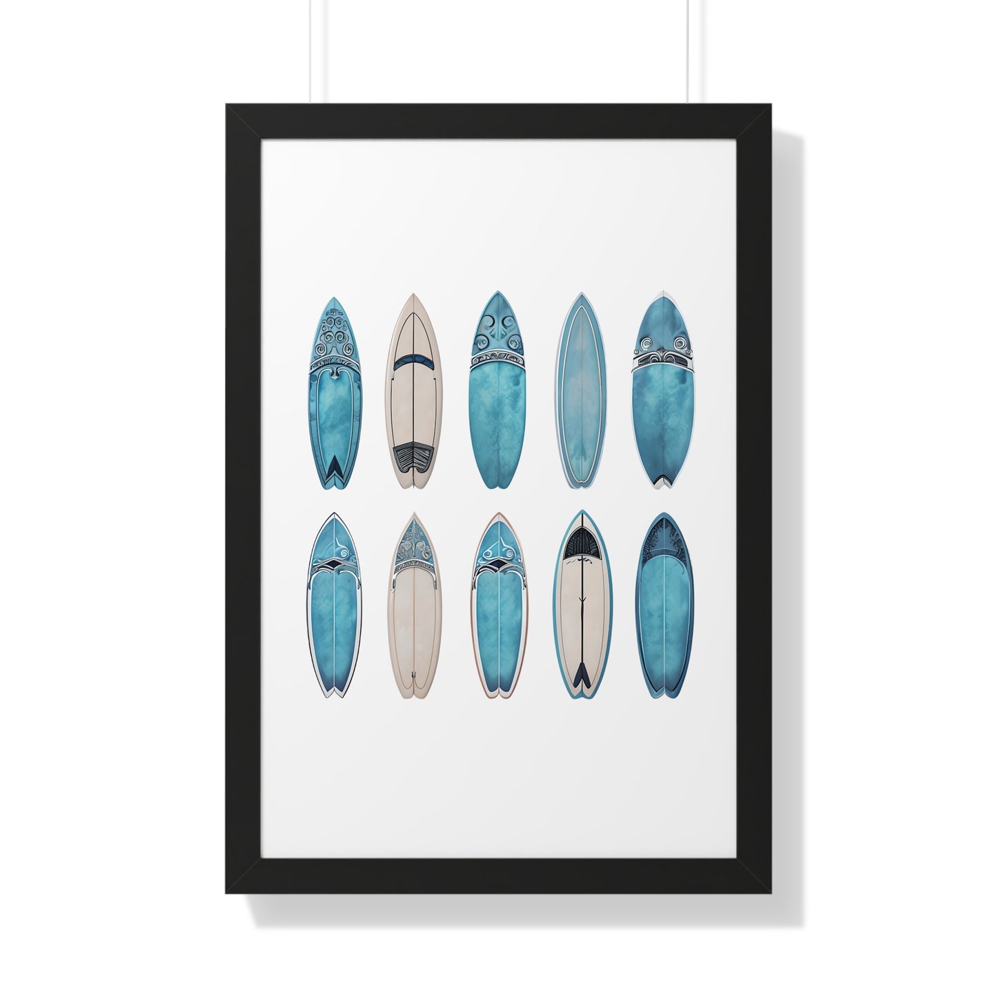 Surfboard Art Framed Poster - Coastal Home Decor for Beach Lovers