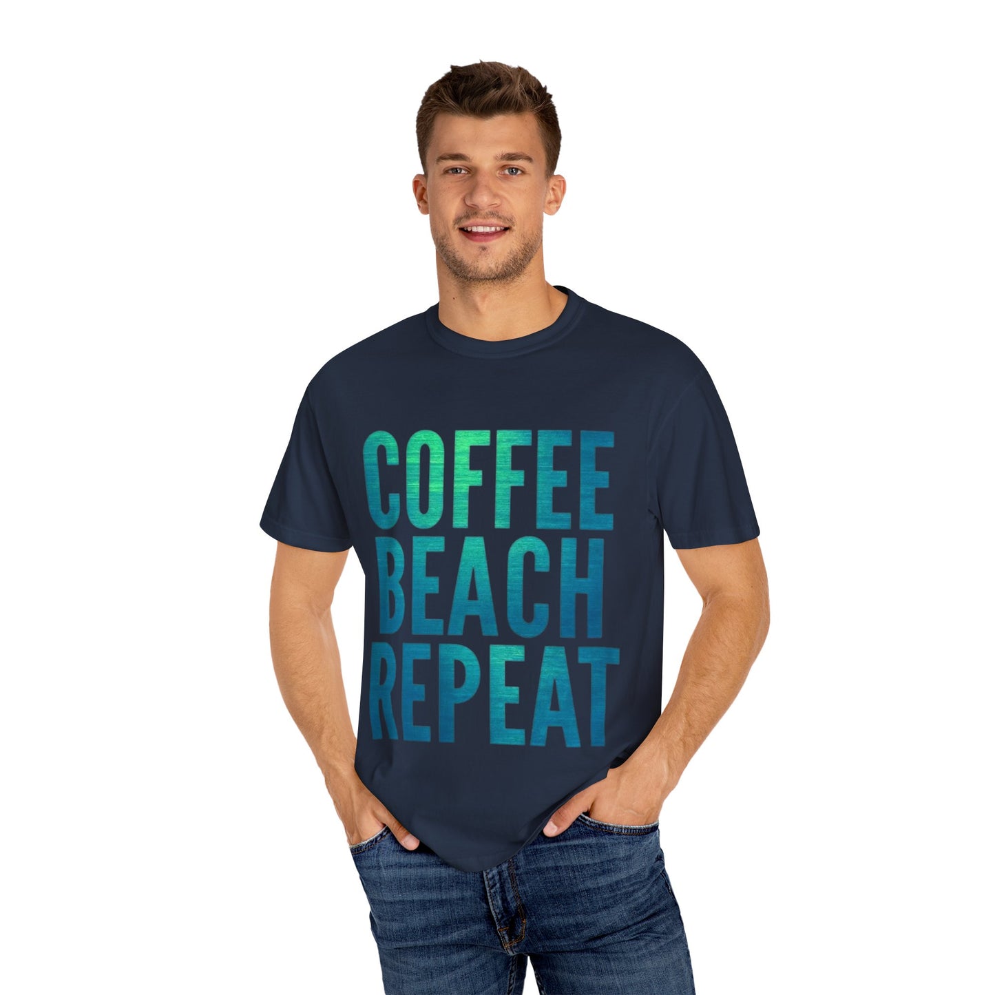 Coffee Beach Repeat Unisex Garment-Dyed T-Shirt