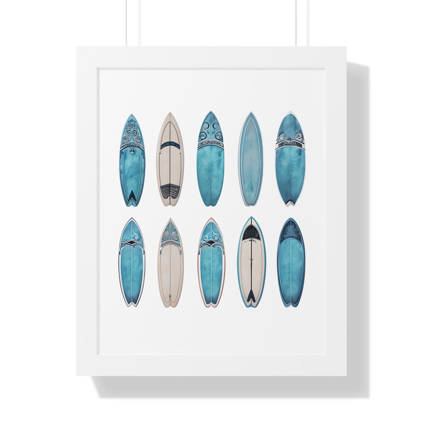 Surfboard Art Framed Poster - Coastal Home Decor for Beach Lovers