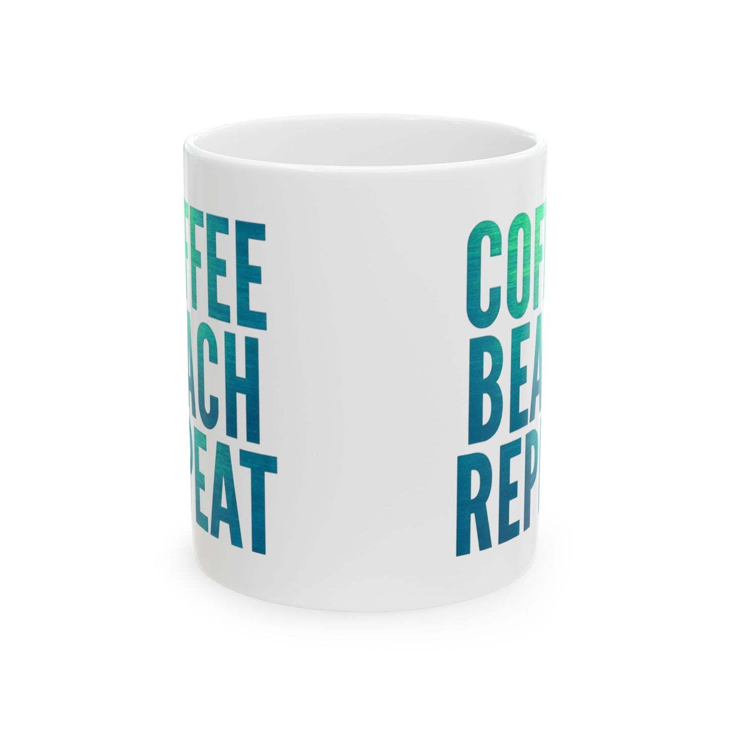 Coffee Beach Repeat Ceramic Mug - Perfect for Beach Lovers