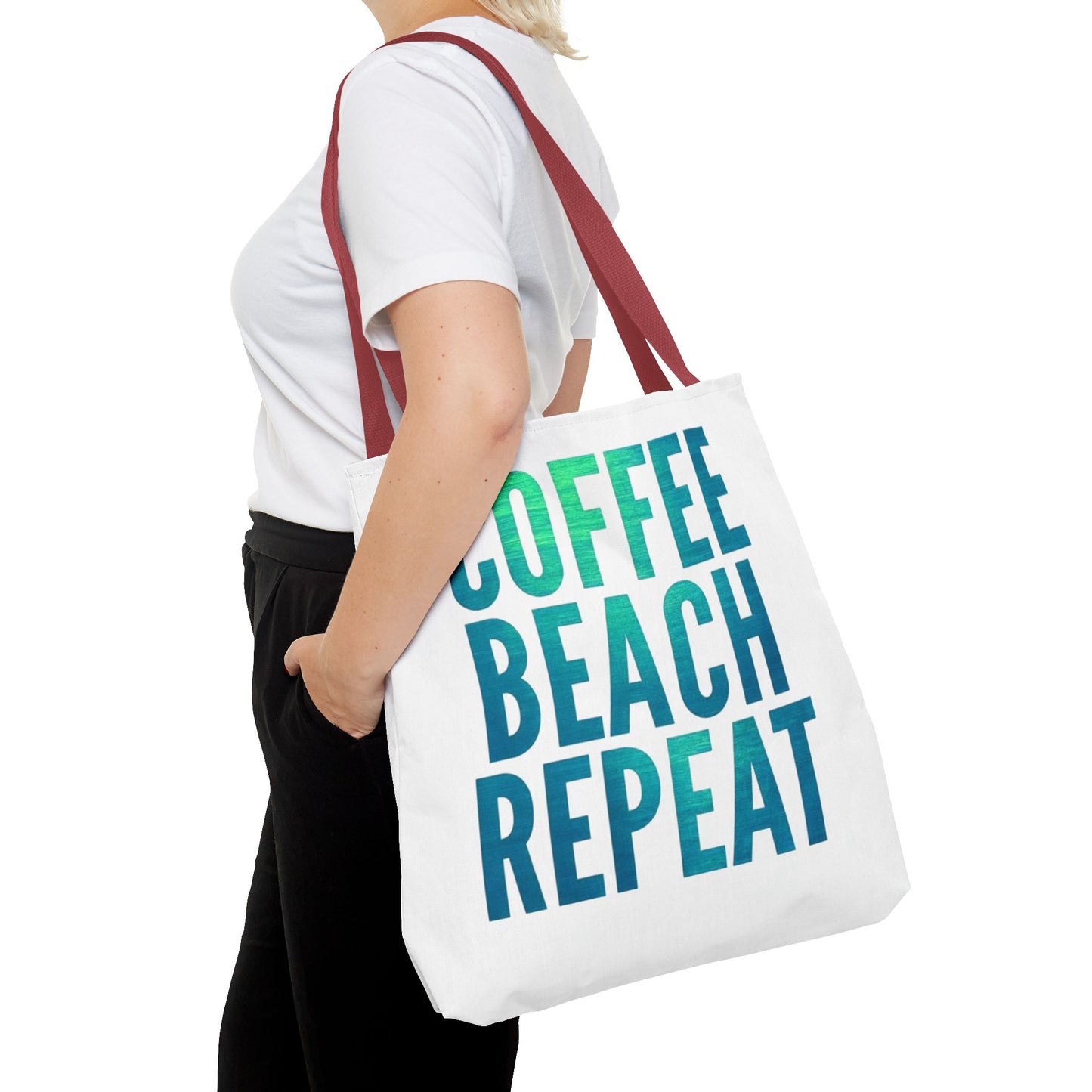 Coffee Beach Repeat Tote Bag - Perfect for Summer Days & Beach Lovers