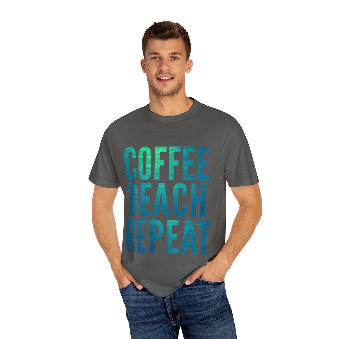 Coffee Beach Repeat Unisex Garment-Dyed T-Shirt