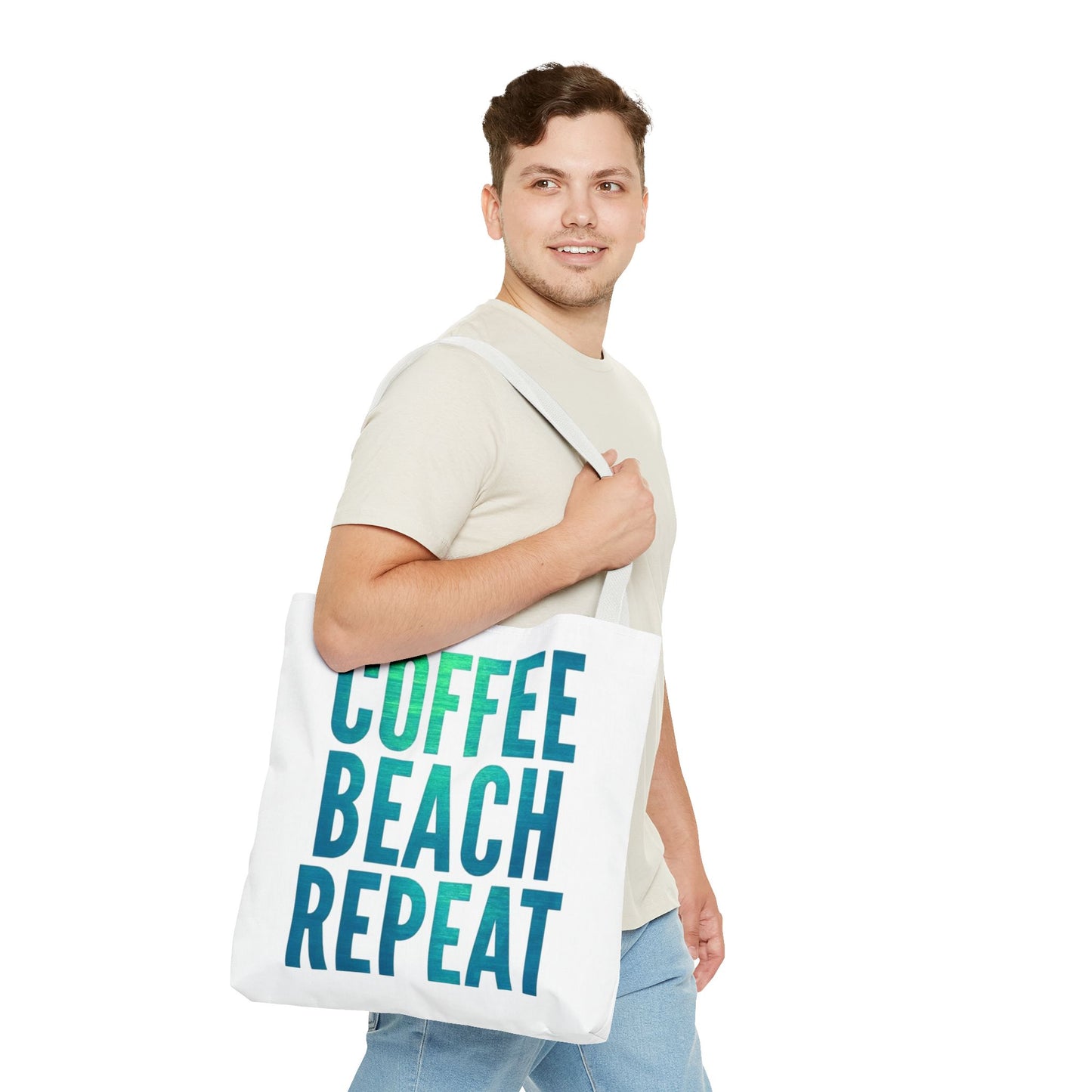 Coffee Beach Repeat Tote Bag - Perfect for Summer Days & Beach Lovers