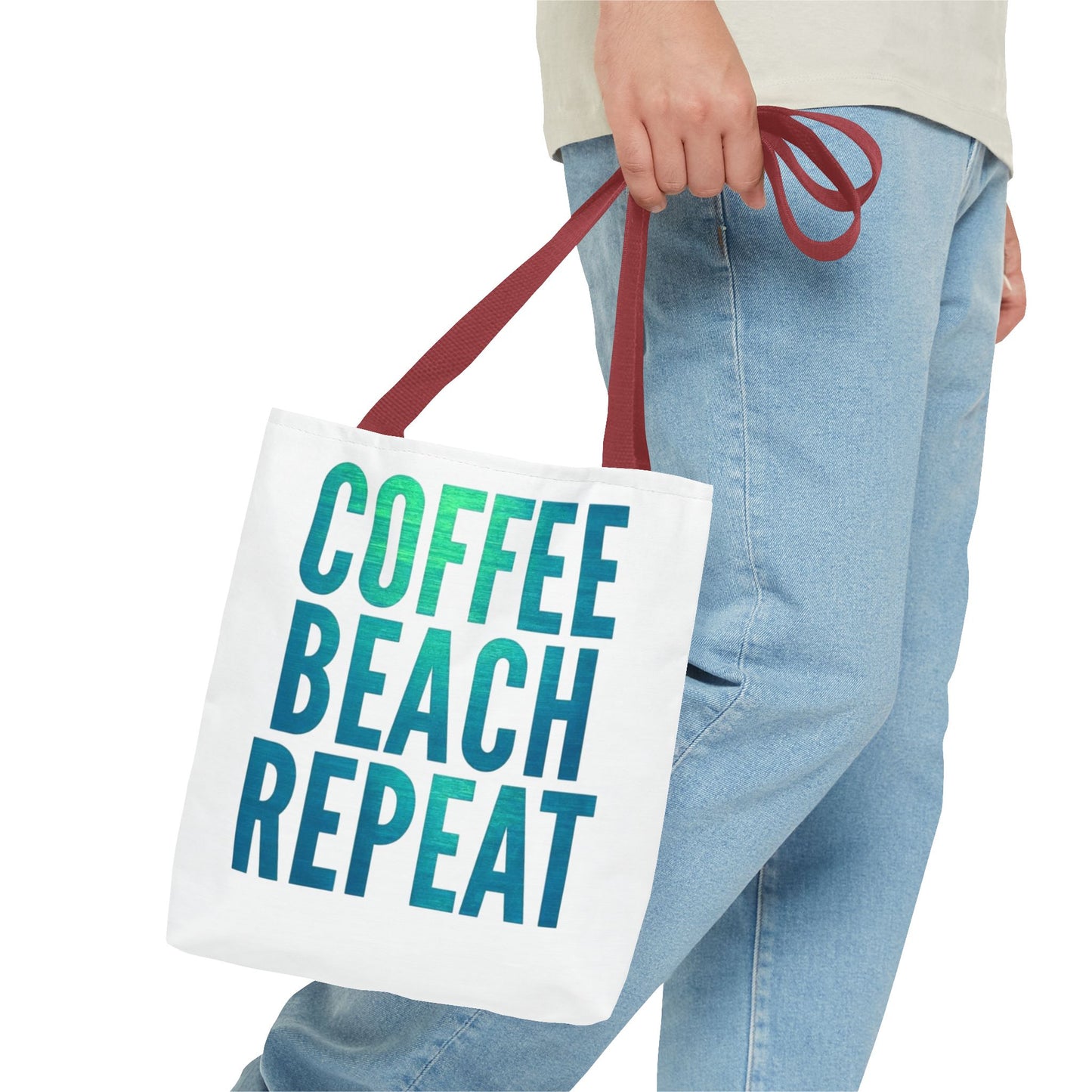Coffee Beach Repeat Tote Bag - Perfect for Summer Days & Beach Lovers