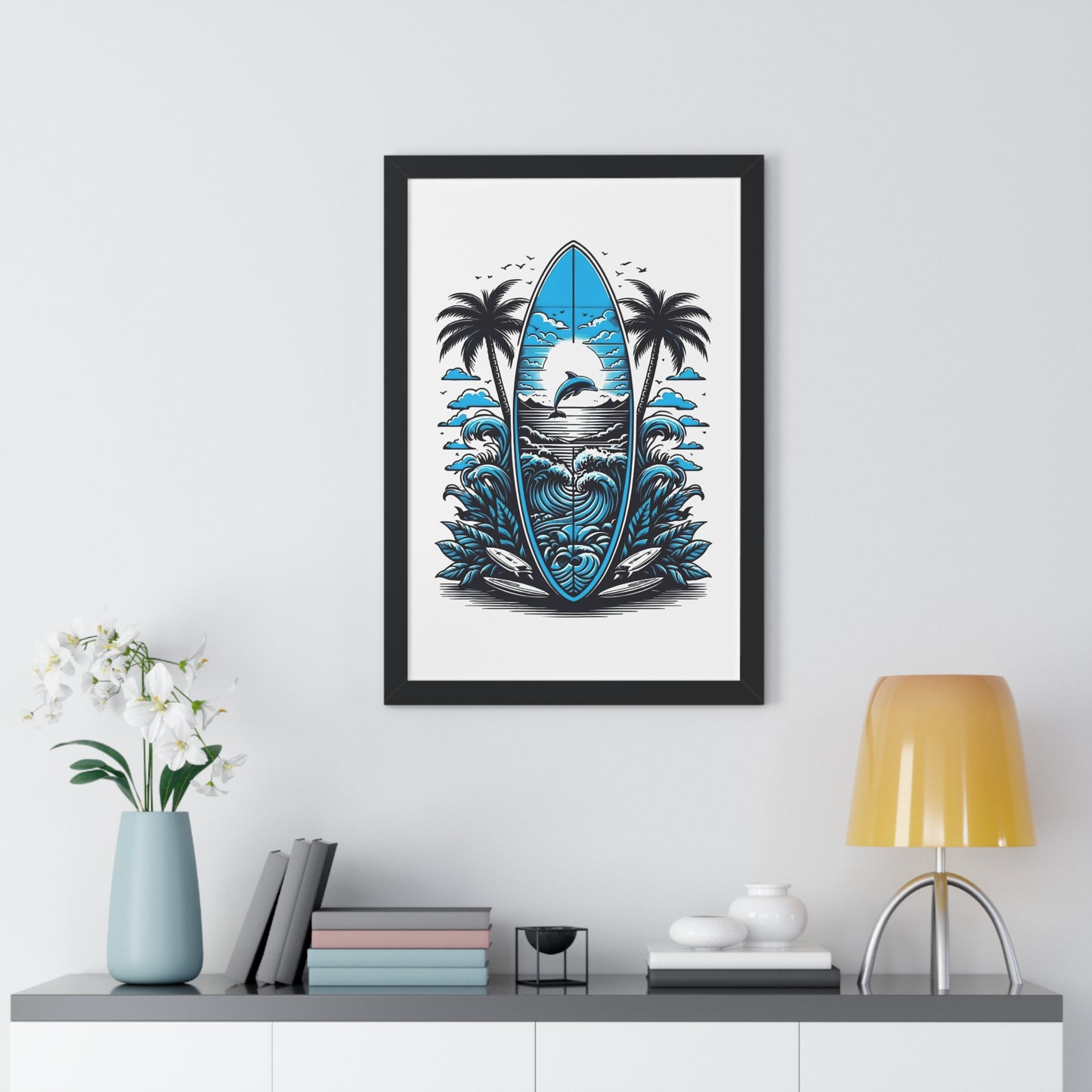 Surf Vibes Framed Vertical Poster | Beach Decor for Coastal Lovers