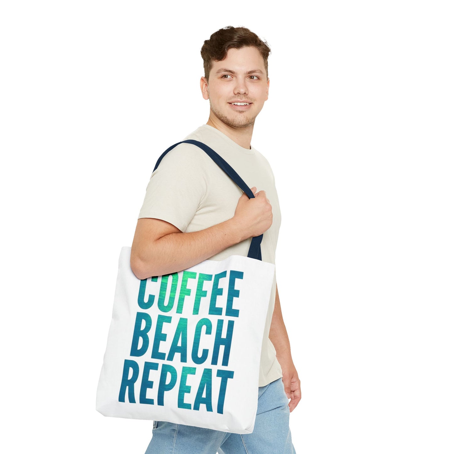 Coffee Beach Repeat Tote Bag - Perfect for Summer Days & Beach Lovers