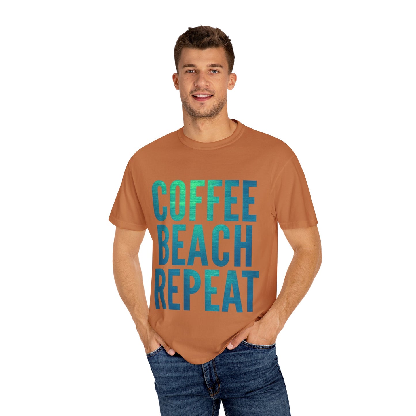 Coffee Beach Repeat Unisex Garment-Dyed T-Shirt