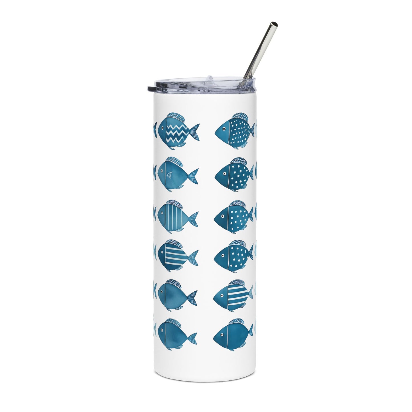 Fish Pattern 20oz Stainless Steel Tumbler – Ocean Inspired Travel Cup