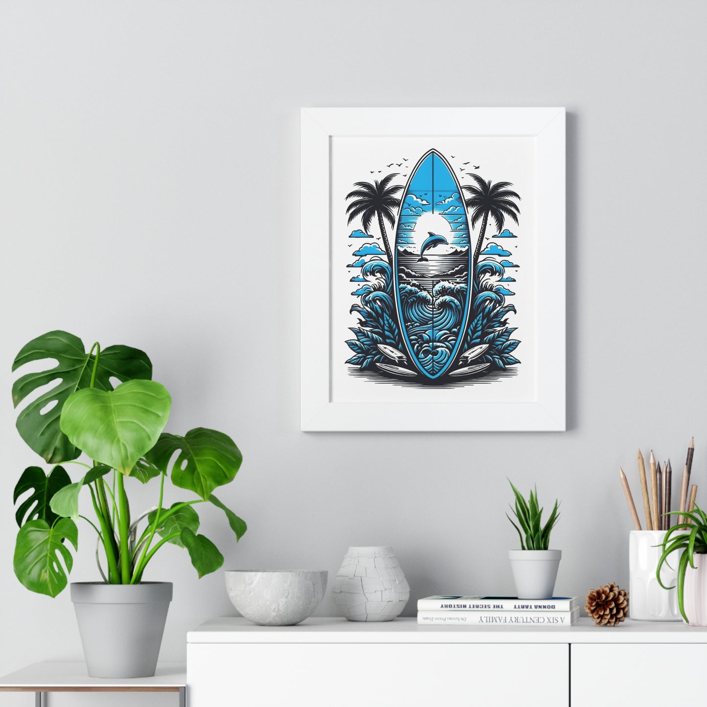Surf Vibes Framed Vertical Poster | Beach Decor for Coastal Lovers