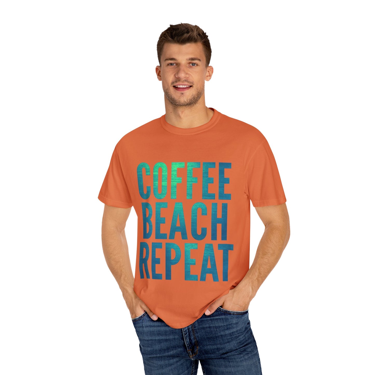 Coffee Beach Repeat Unisex Garment-Dyed T-Shirt