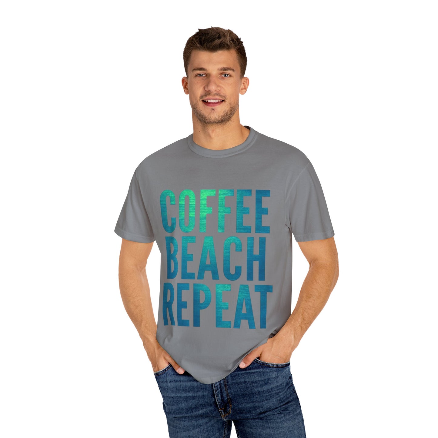 Coffee Beach Repeat Unisex Garment-Dyed T-Shirt