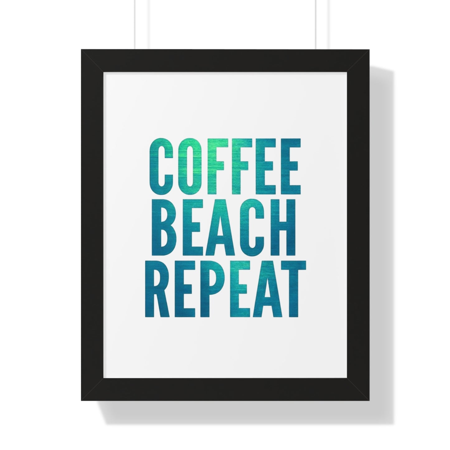 Coffee Beach Repeat Framed Vertical Poster | Coastal Home Decor