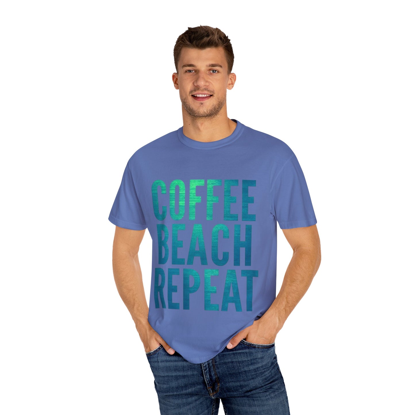 Coffee Beach Repeat Unisex Garment-Dyed T-Shirt