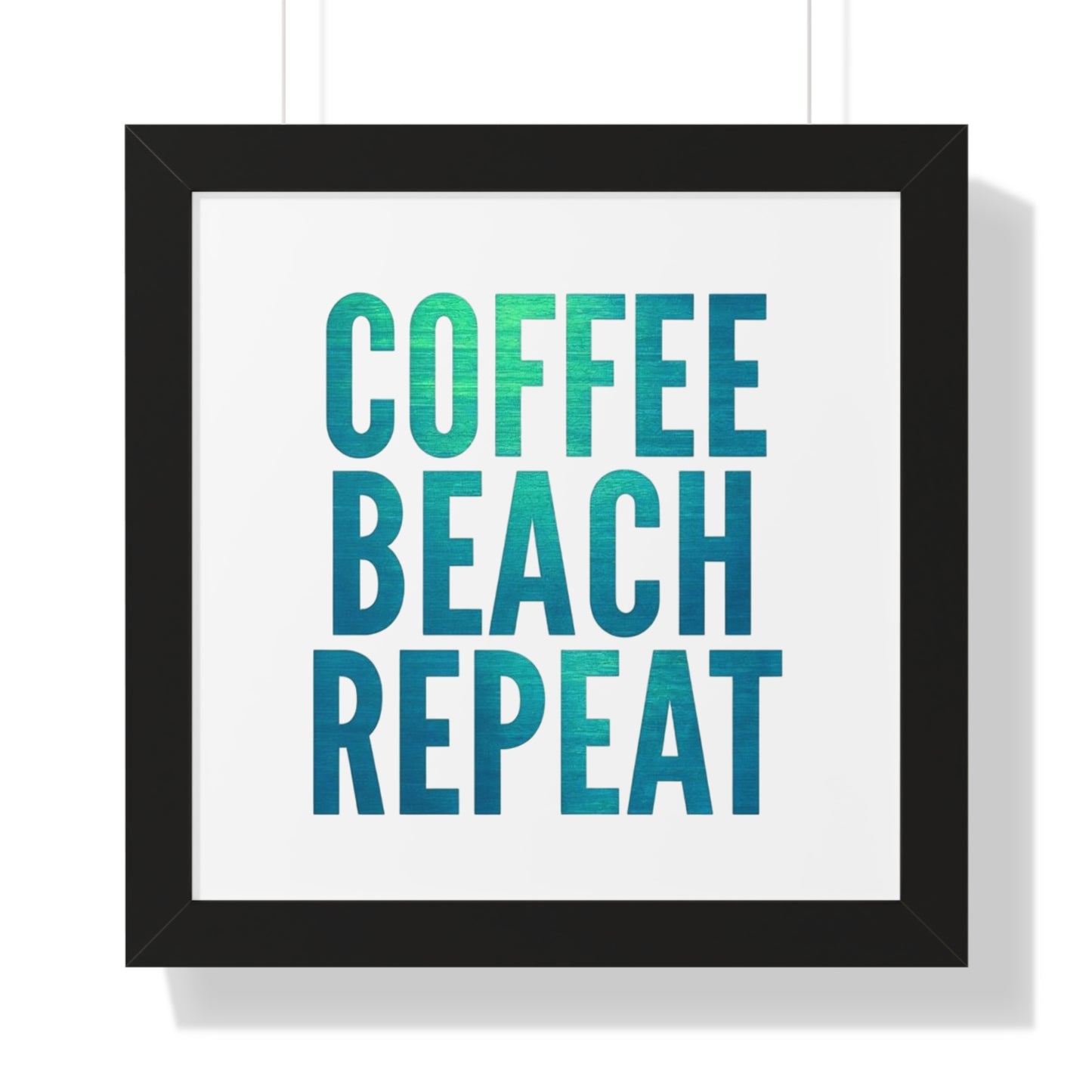 Coffee Beach Repeat Framed Vertical Poster | Coastal Home Decor
