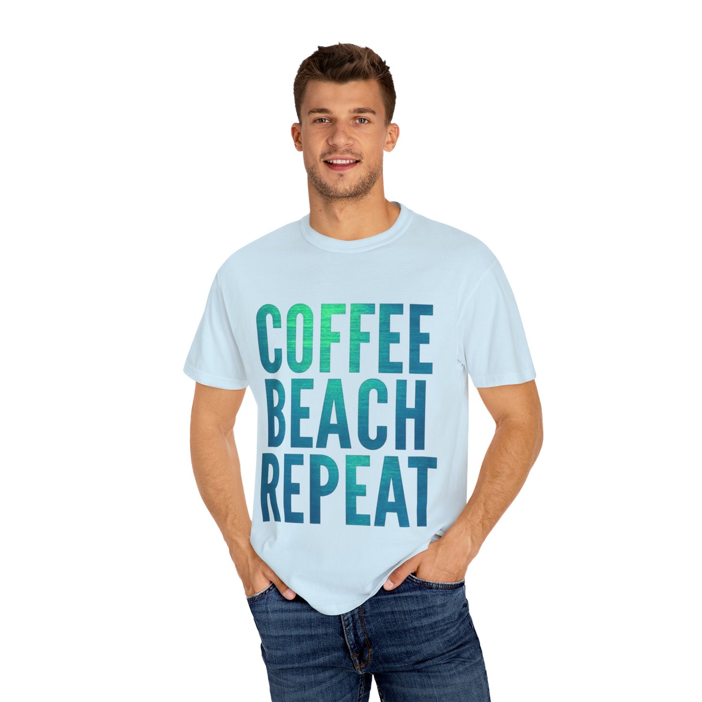 Coffee Beach Repeat Unisex Garment-Dyed T-Shirt