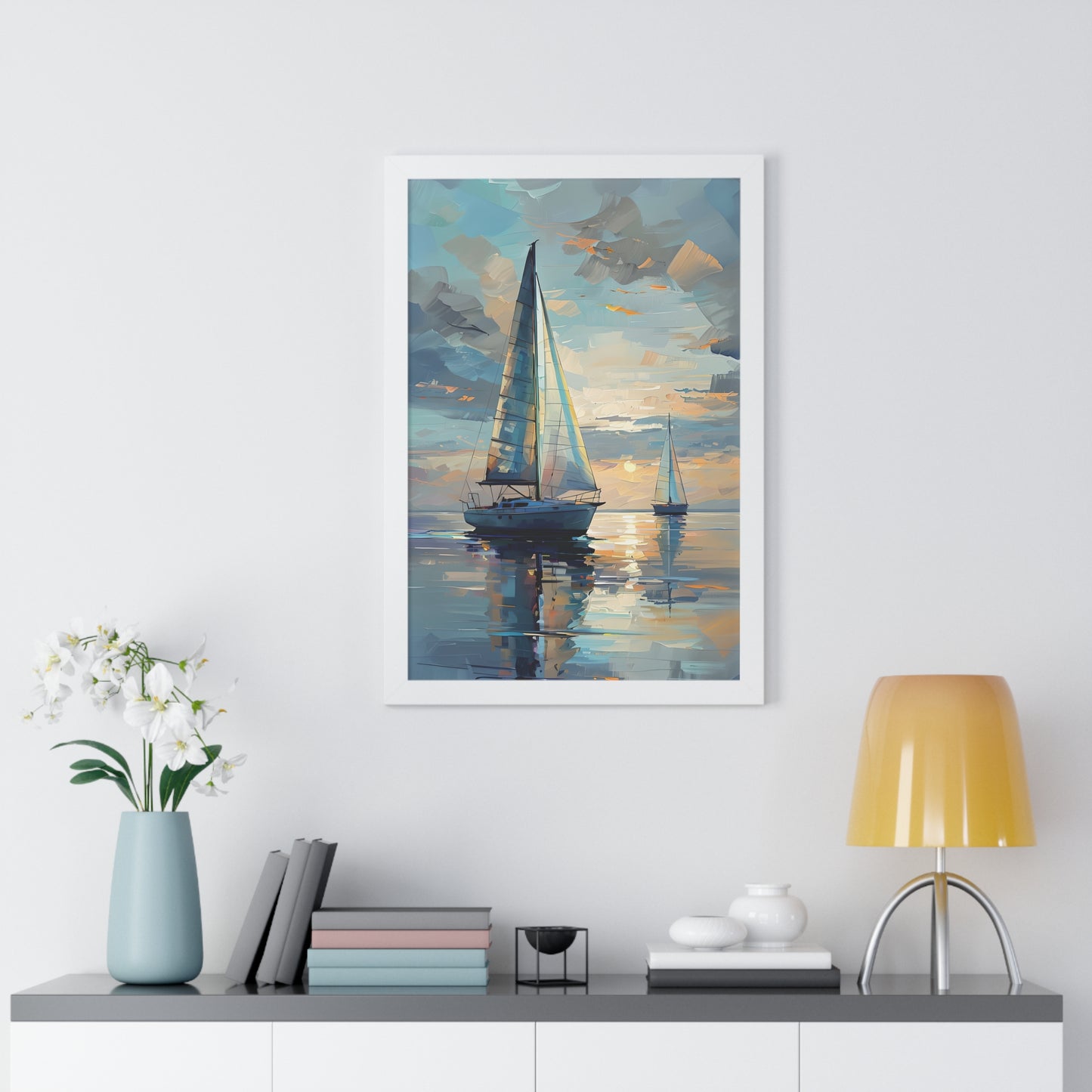 Sailboat Sunset Framed Poster