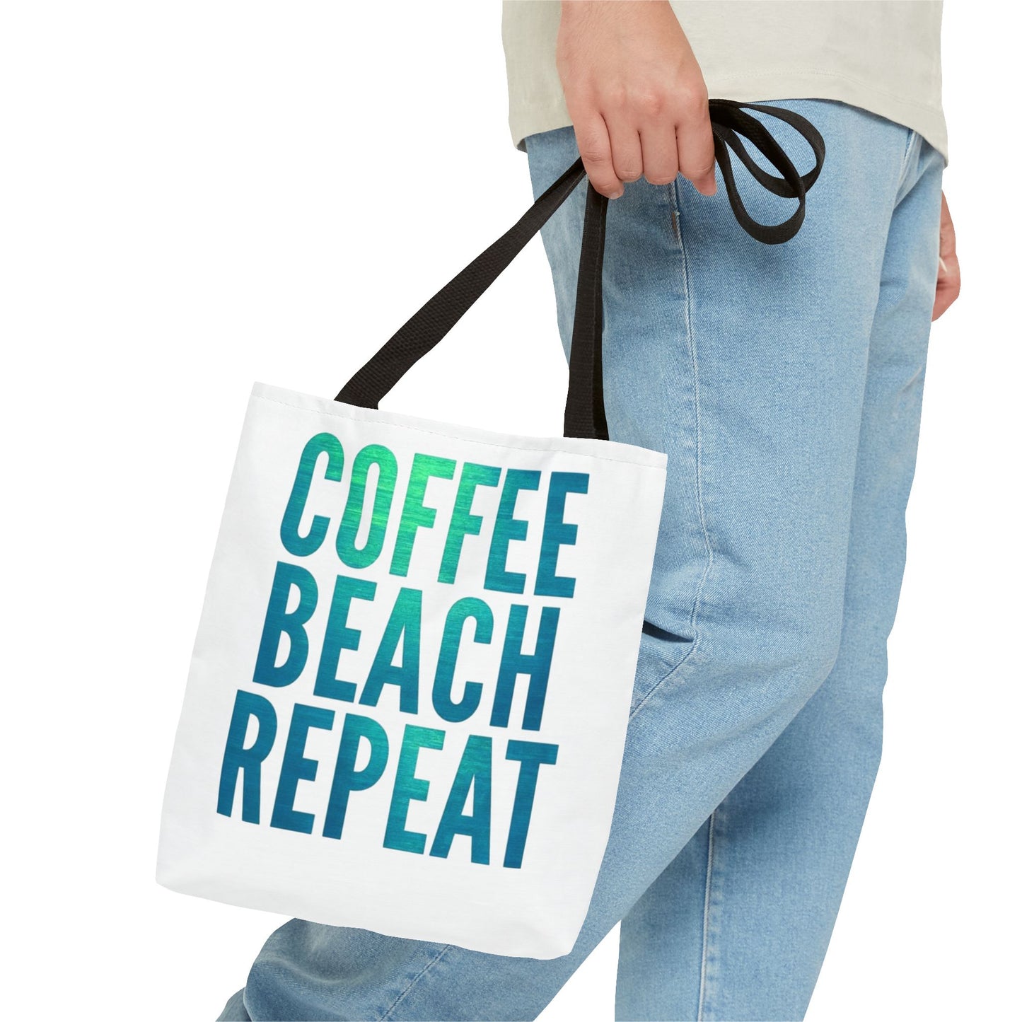 Coffee Beach Repeat Tote Bag - Perfect for Summer Days & Beach Lovers