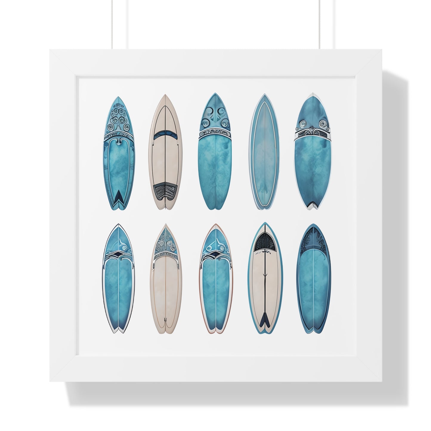 Surfboard Art Framed Poster - Coastal Home Decor for Beach Lovers