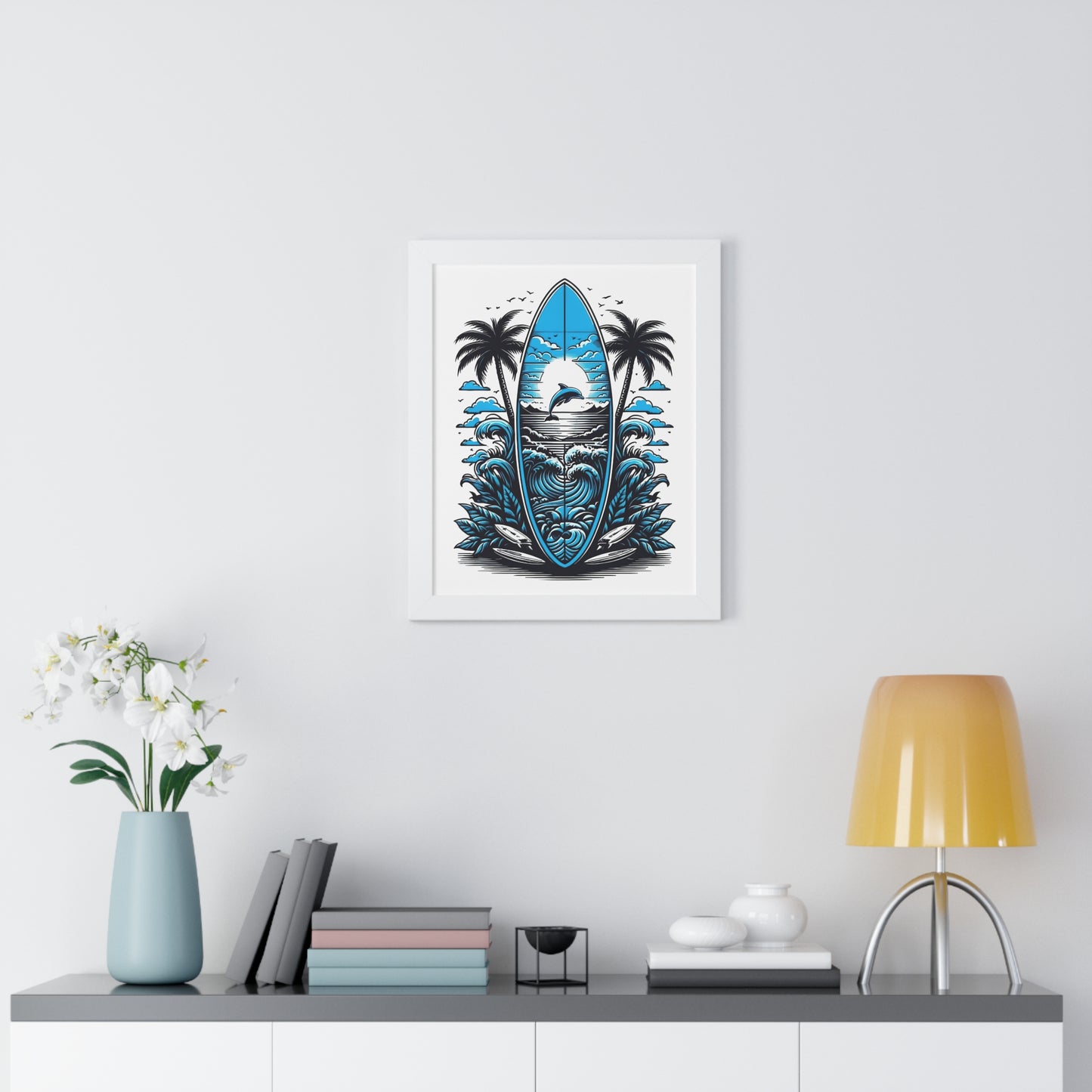 Surf Vibes Framed Vertical Poster | Beach Decor for Coastal Lovers