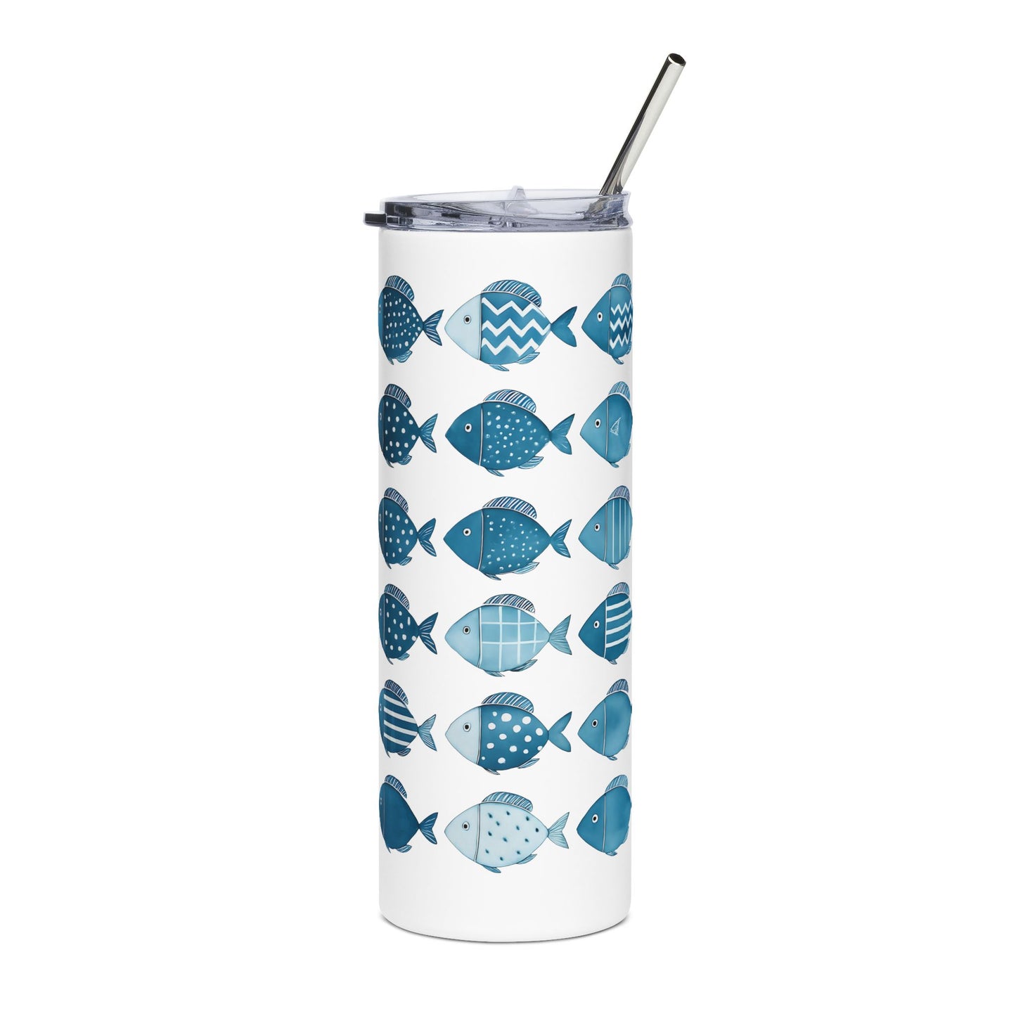 Fish Pattern 20oz Stainless Steel Tumbler – Ocean Inspired Travel Cup