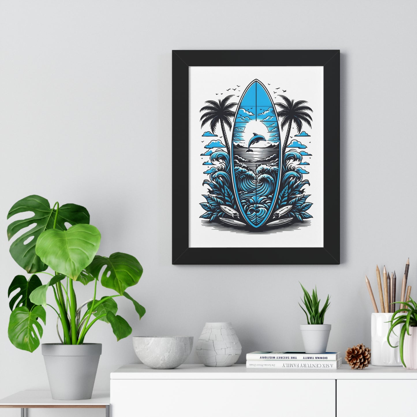 Surf Vibes Framed Vertical Poster | Beach Decor for Coastal Lovers