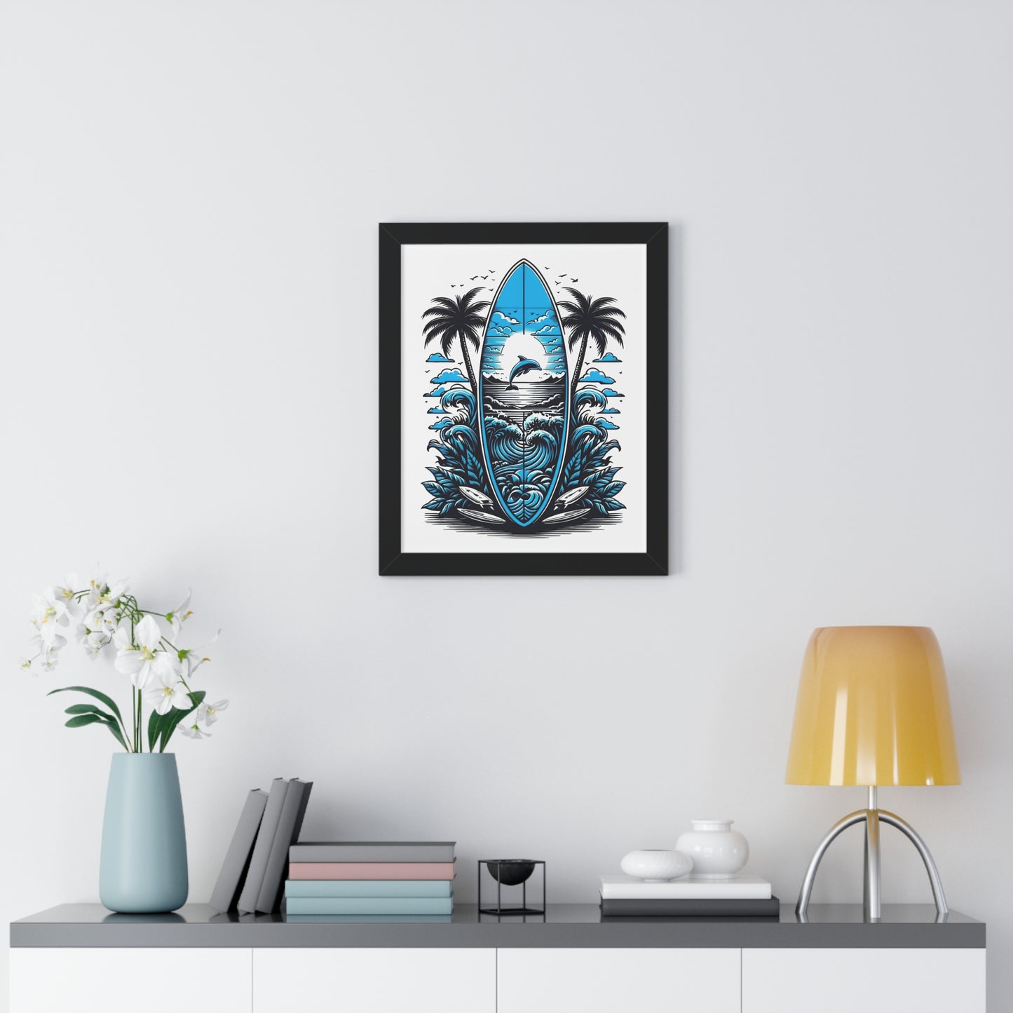 Surf Vibes Framed Vertical Poster | Beach Decor for Coastal Lovers