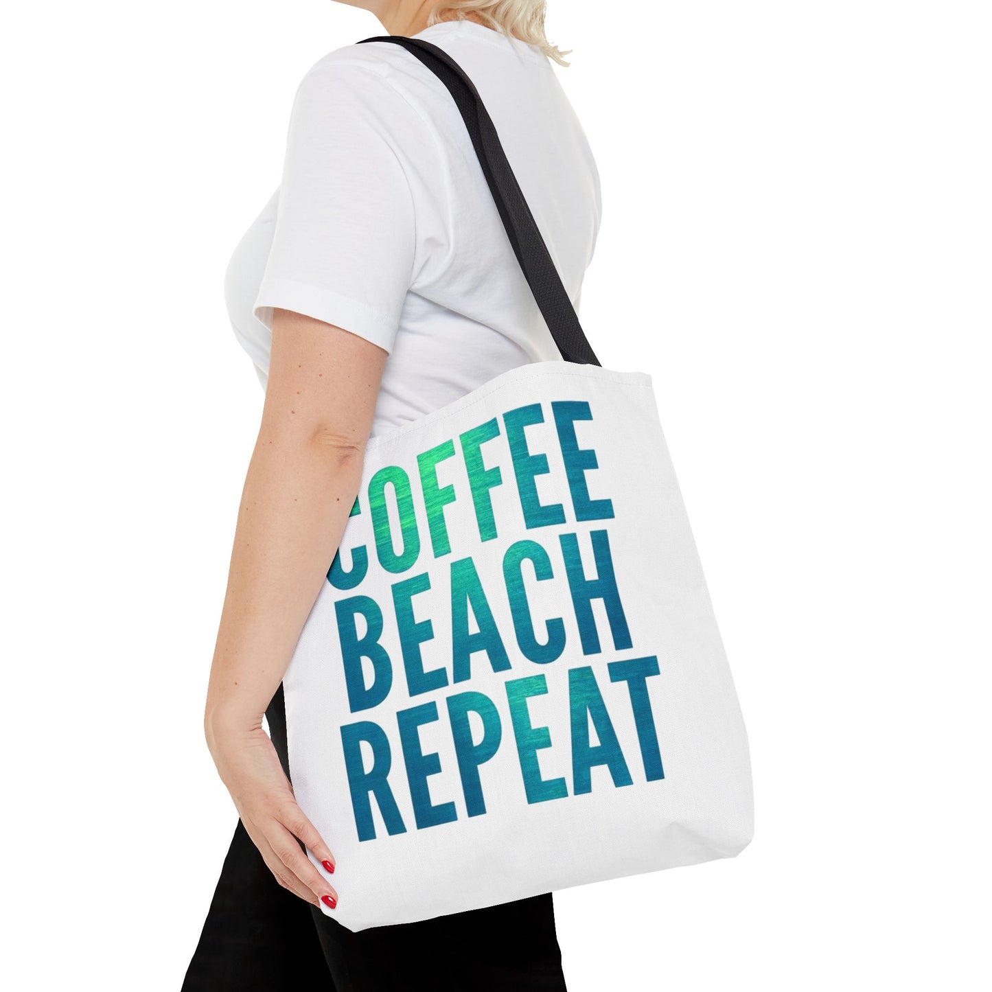 Coffee Beach Repeat Tote Bag - Perfect for Summer Days & Beach Lovers