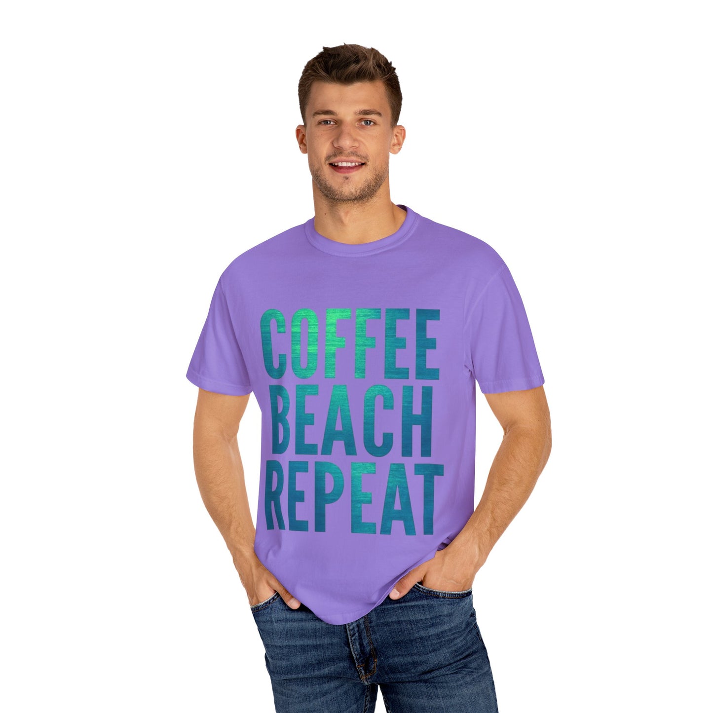 Coffee Beach Repeat Unisex Garment-Dyed T-Shirt