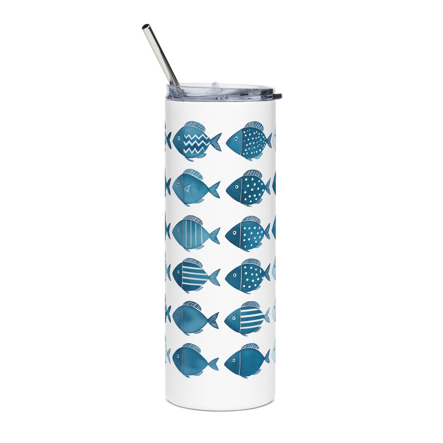 Fish Pattern 20oz Stainless Steel Tumbler – Ocean Inspired Travel Cup