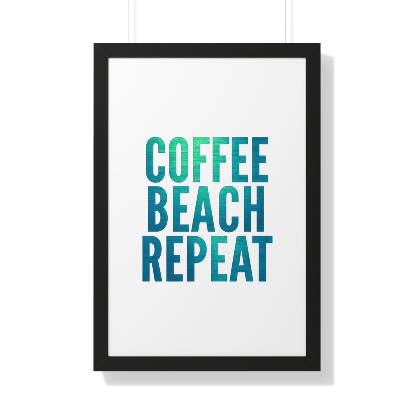 Coffee Beach Repeat Framed Vertical Poster | Coastal Home Decor