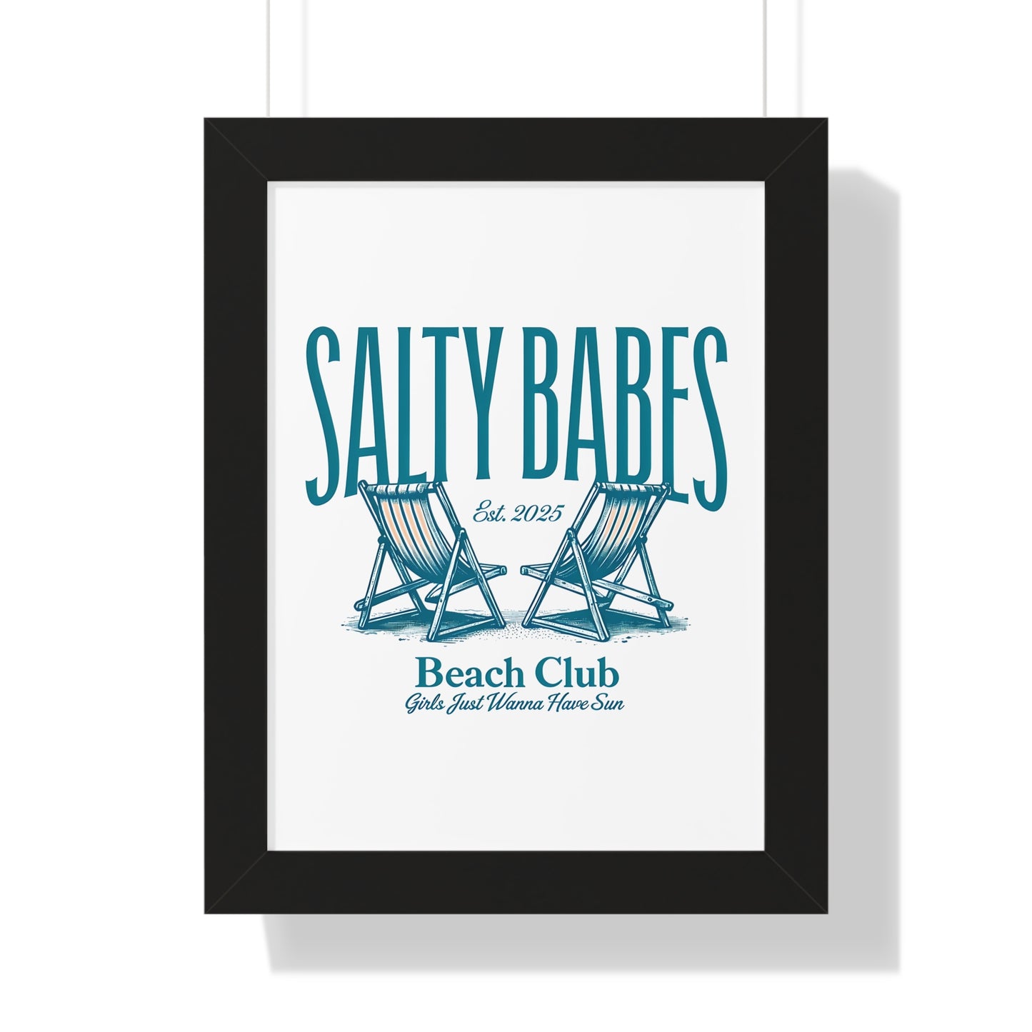 Salty Babes Beach Club Framed Vertical Poster - Coastal Decor for Beach Lovers