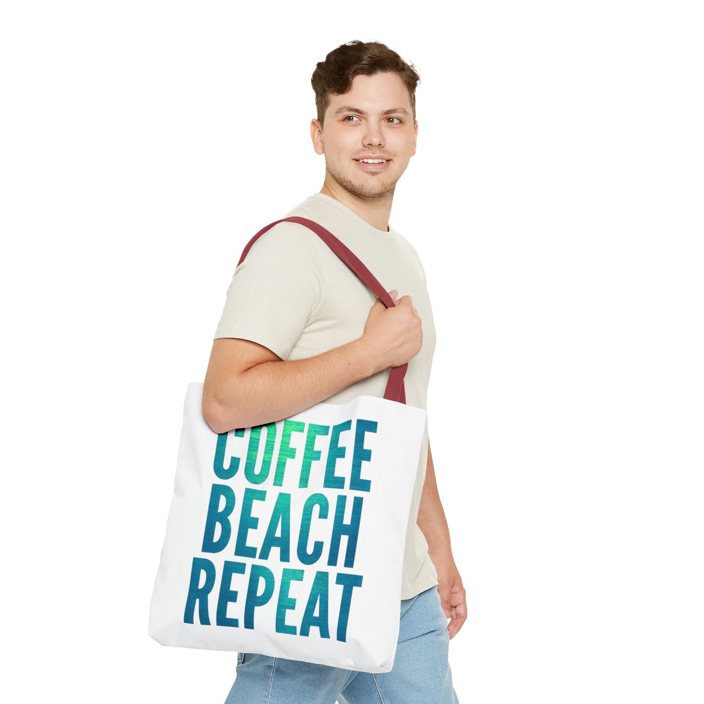 Coffee Beach Repeat Tote Bag - Perfect for Summer Days & Beach Lovers
