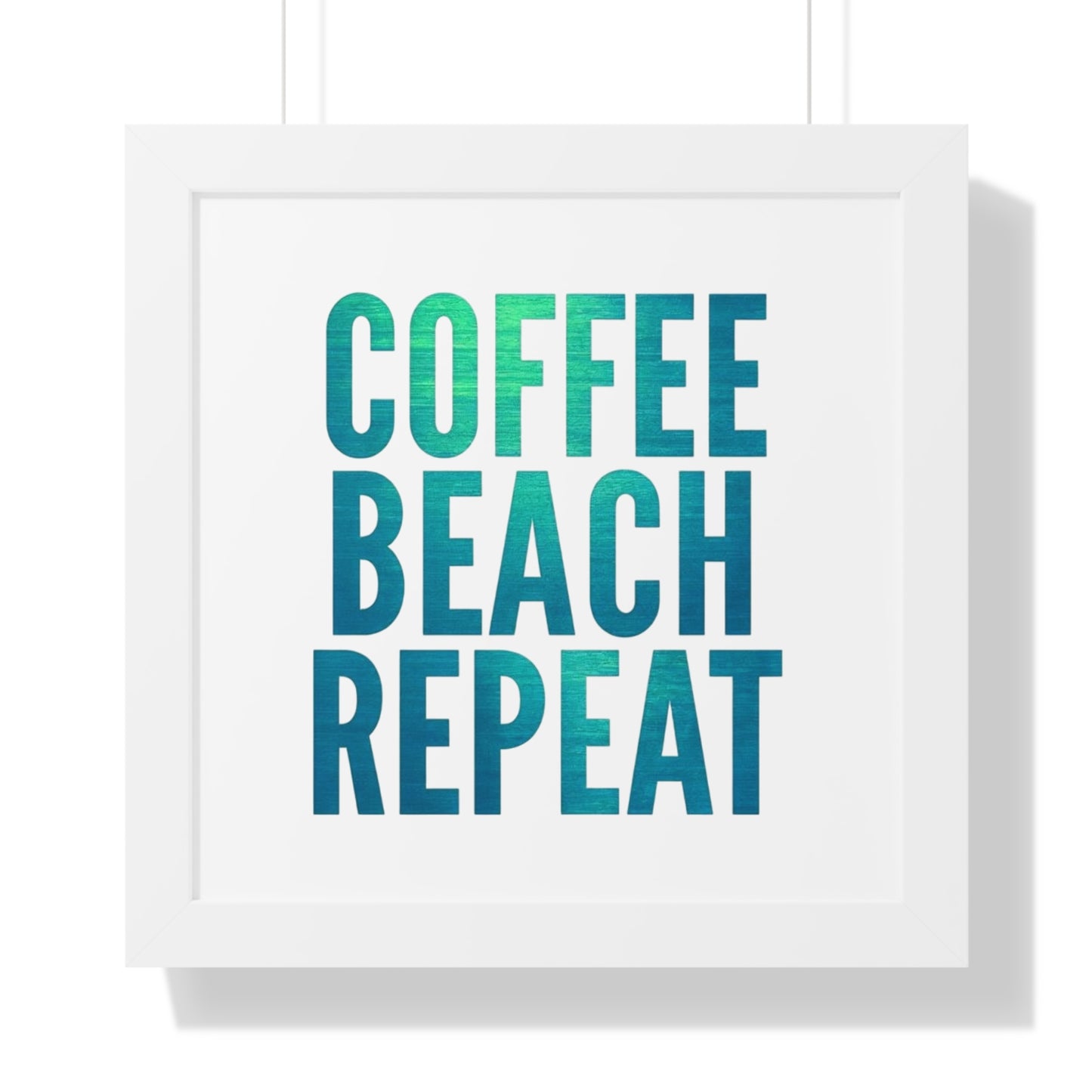 Coffee Beach Repeat Framed Vertical Poster | Coastal Home Decor