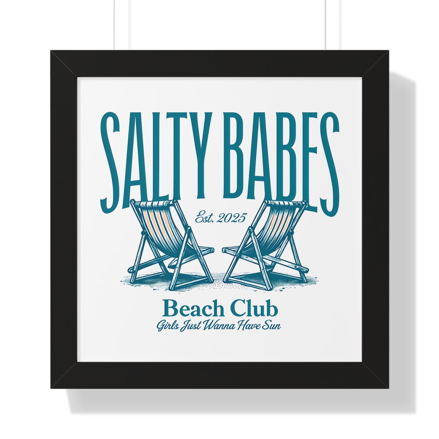 Salty Babes Beach Club Framed Vertical Poster - Coastal Decor for Beach Lovers