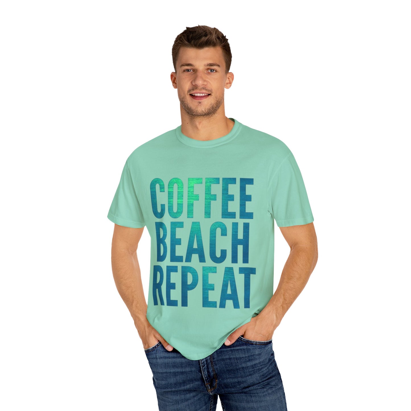Coffee Beach Repeat Unisex Garment-Dyed T-Shirt