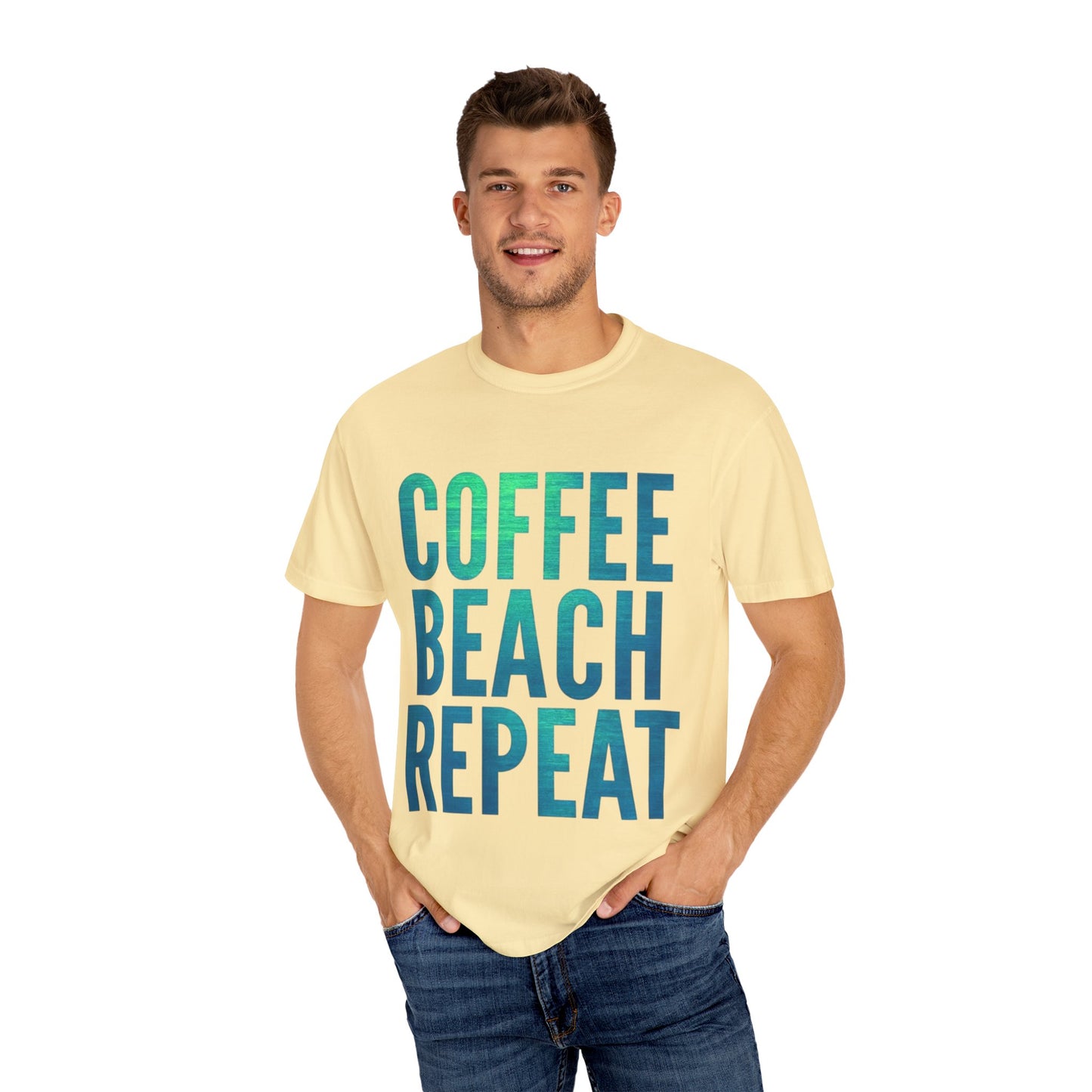 Coffee Beach Repeat Unisex Garment-Dyed T-Shirt
