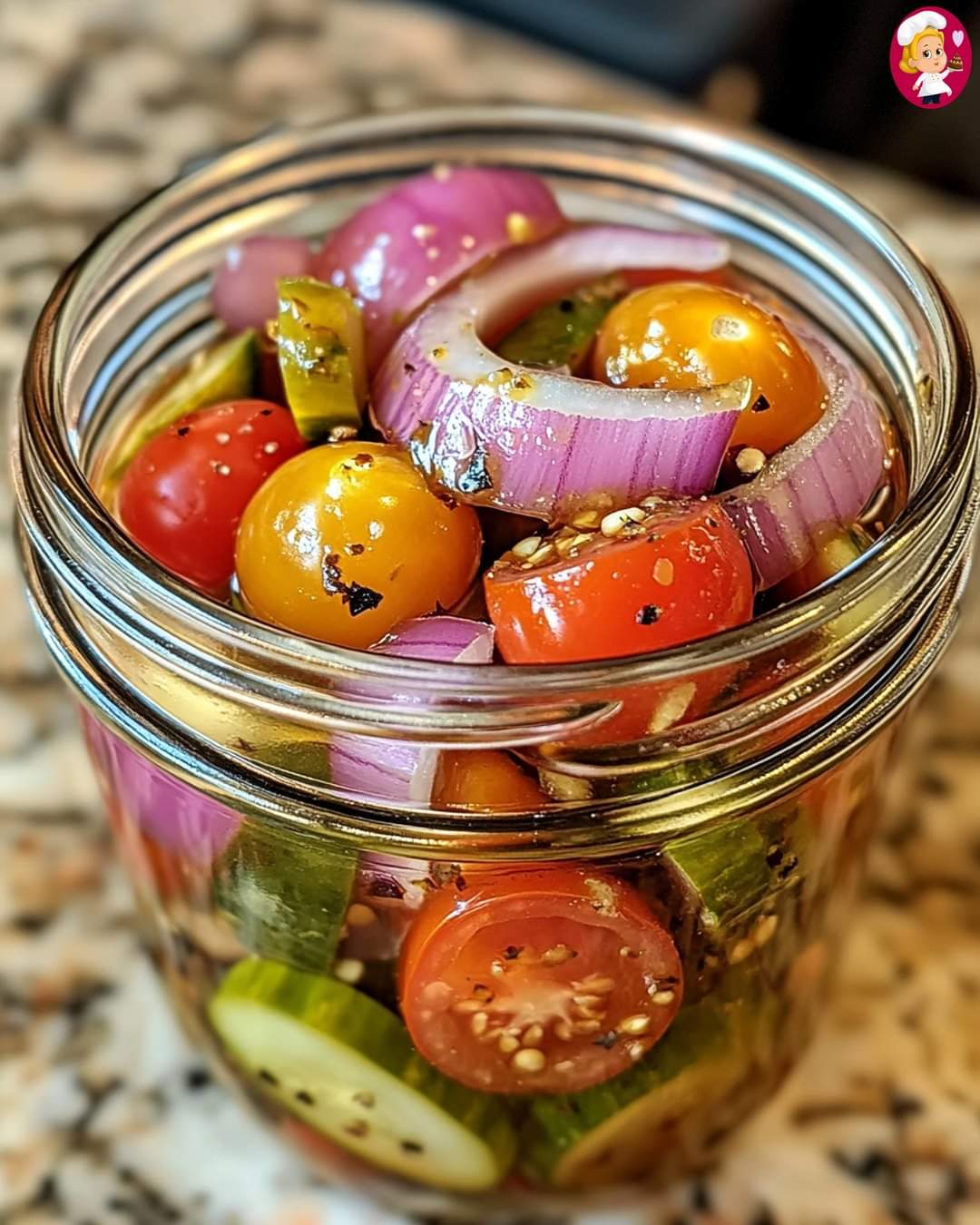 Pickled Cherry Tomatoes, Red Onions & Cucumbers