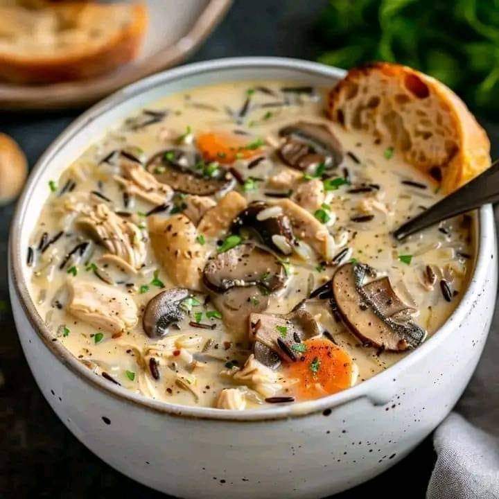 Creamy Mushroom Chicken and Wild Rice Soup