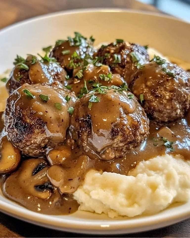 Salisbury Meatballs with Mushroom Gravy