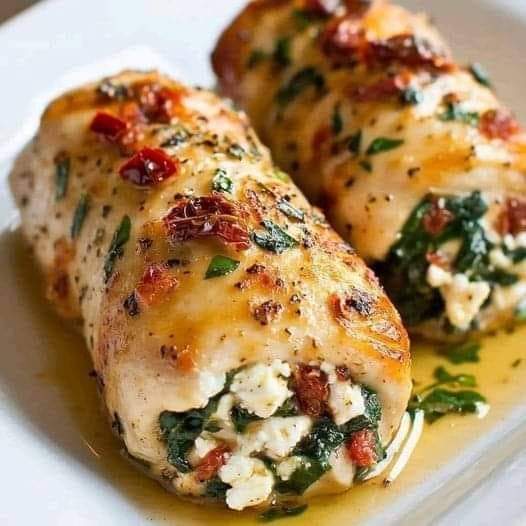 Spinach and Feta Chicken Rolls