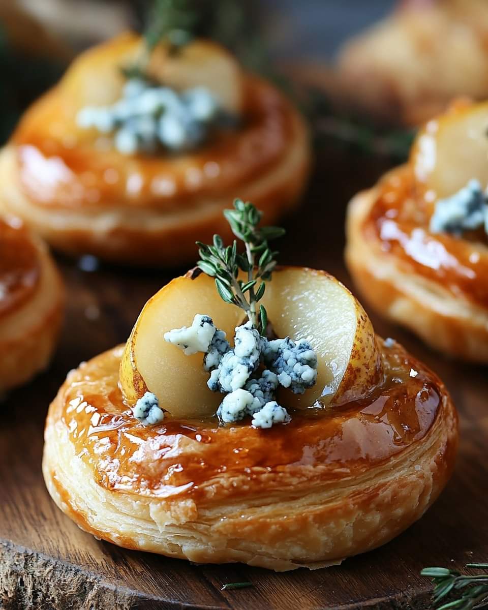 Pear and Blue Cheese Puff Pastry Bites