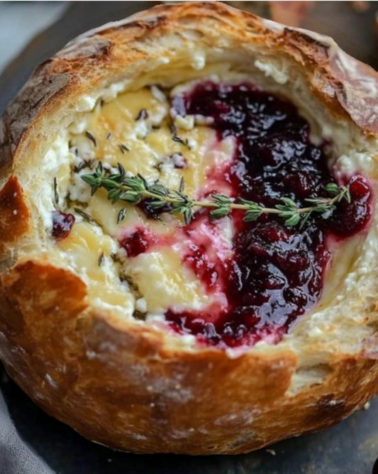 Warm Brie Bread Bowl with Cranberry & Thyme