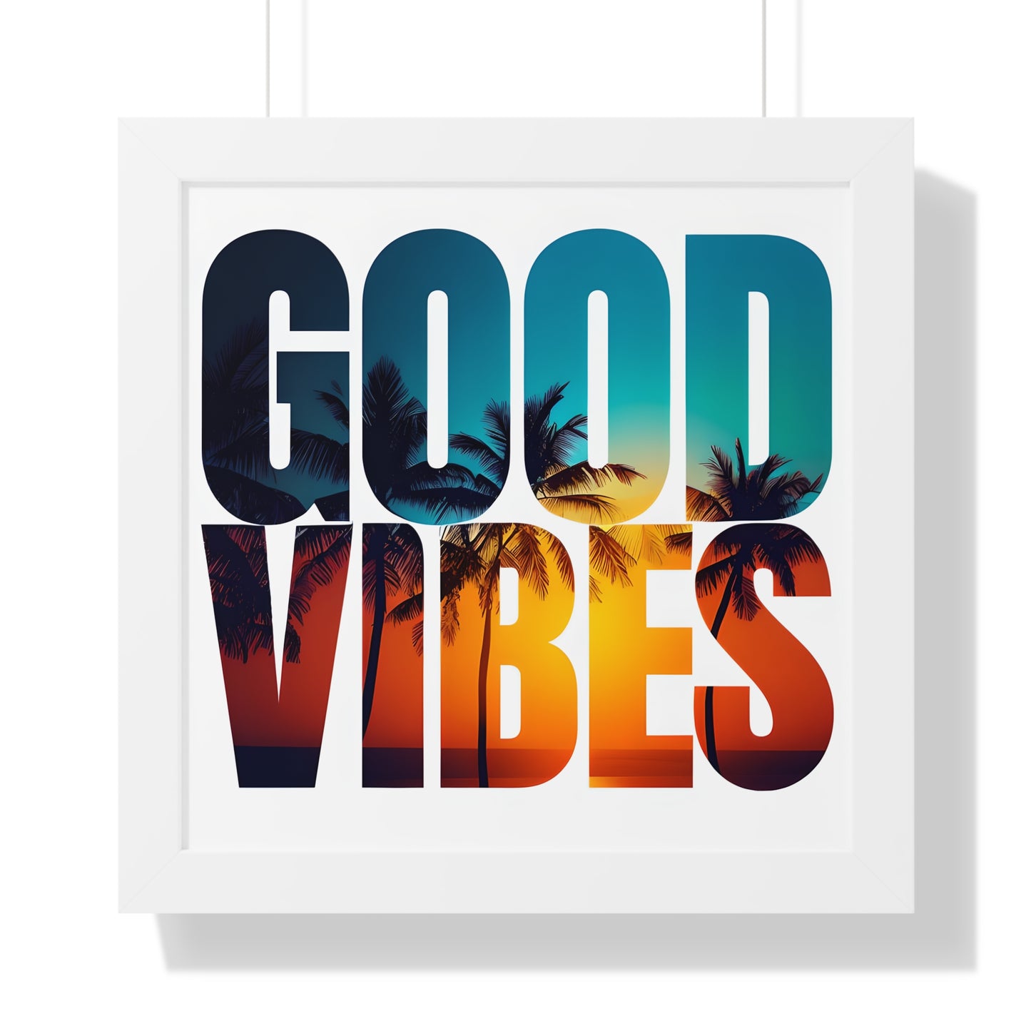 "Good Vibes" Tropical Sunset Framed Poster